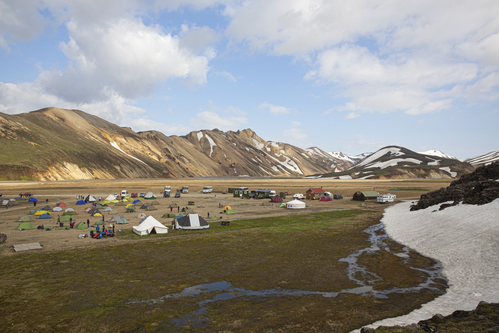 People camping in Landmannalaugar