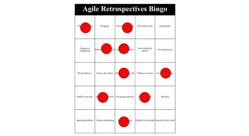 agile retrospectives bingo