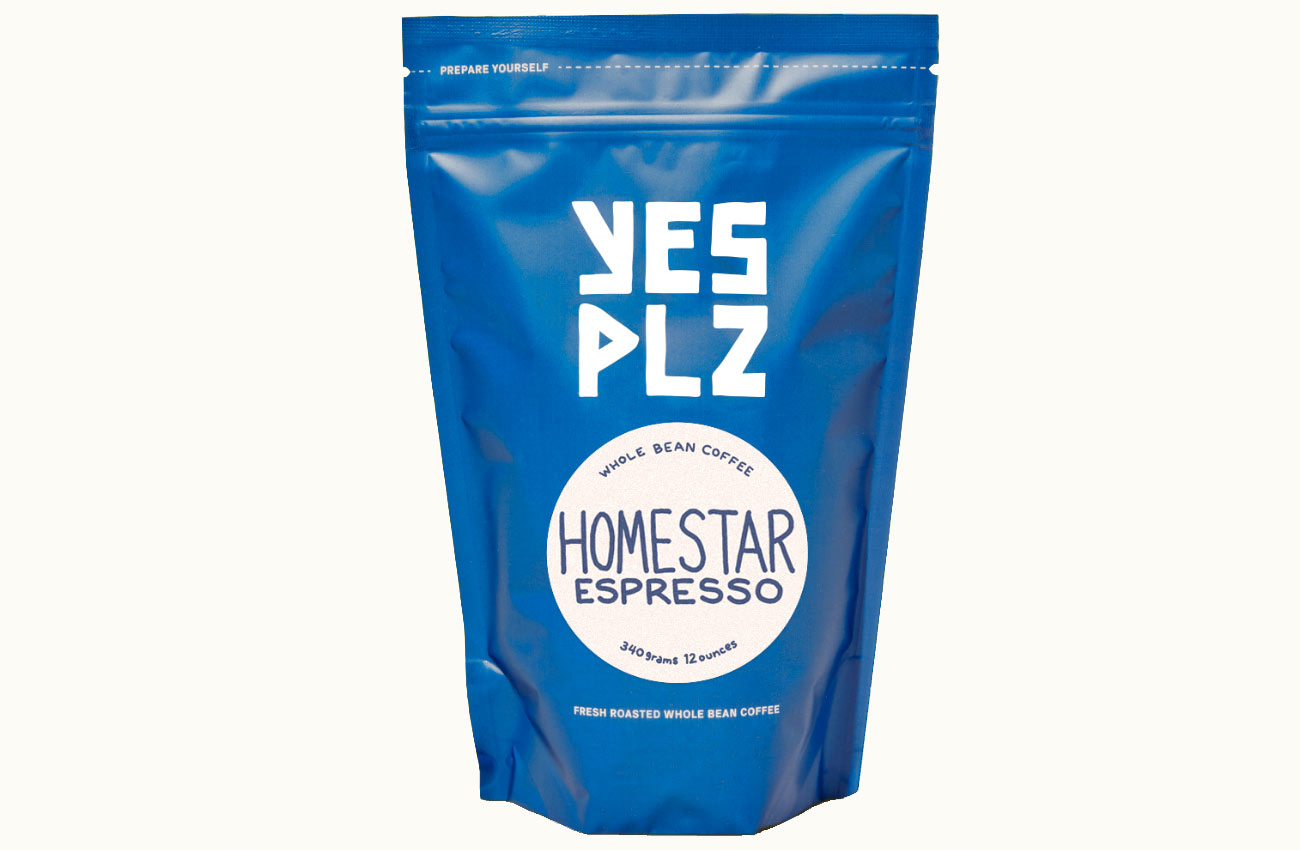a blue bag of Homestar Espresso from Yes Plz Coffee