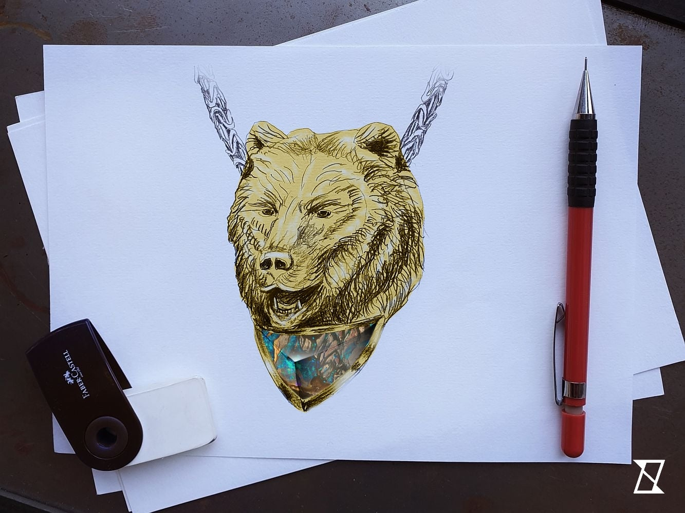 Bear necklace design.