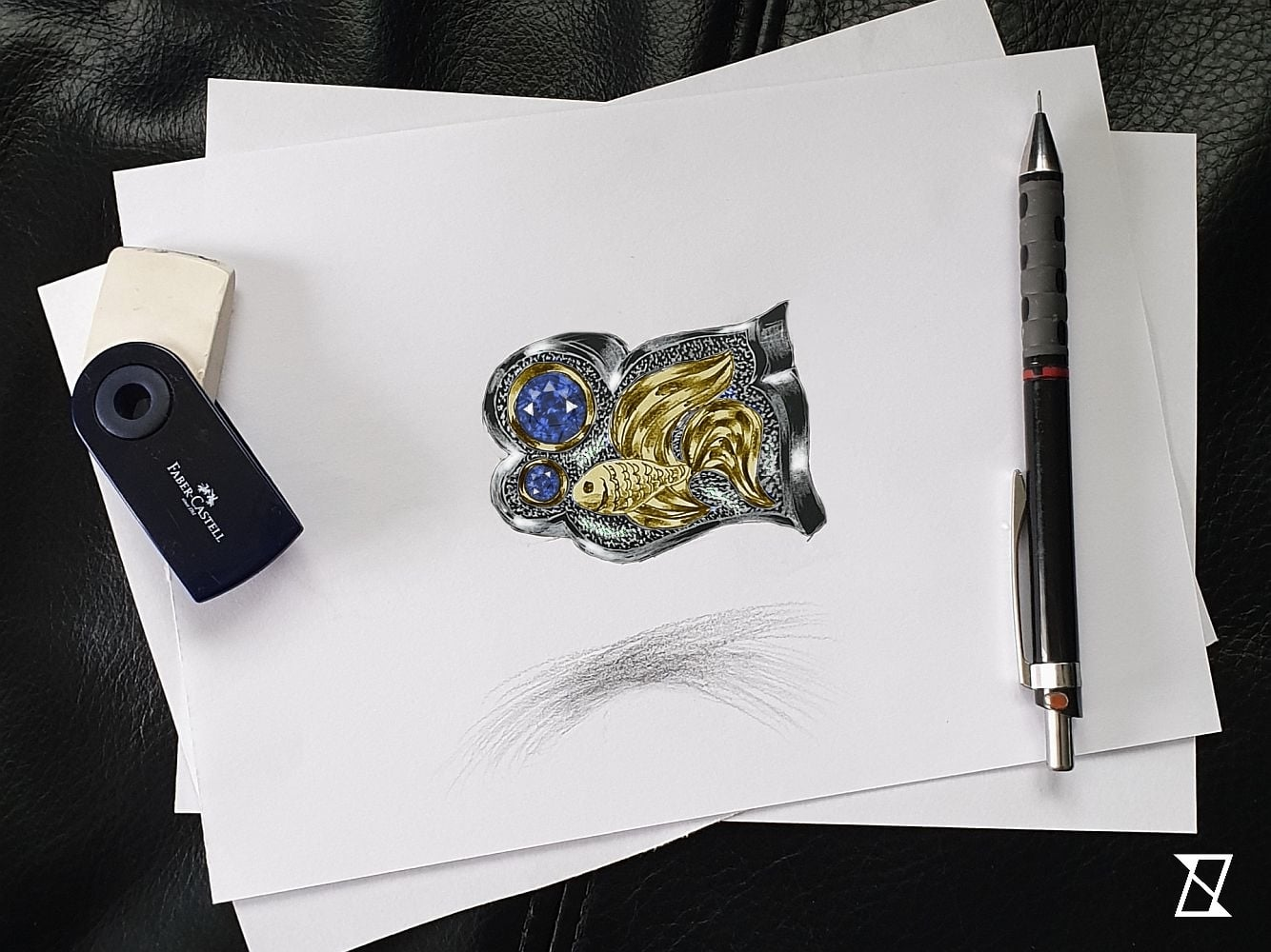 Concept sketch of bespoke cufflinks.