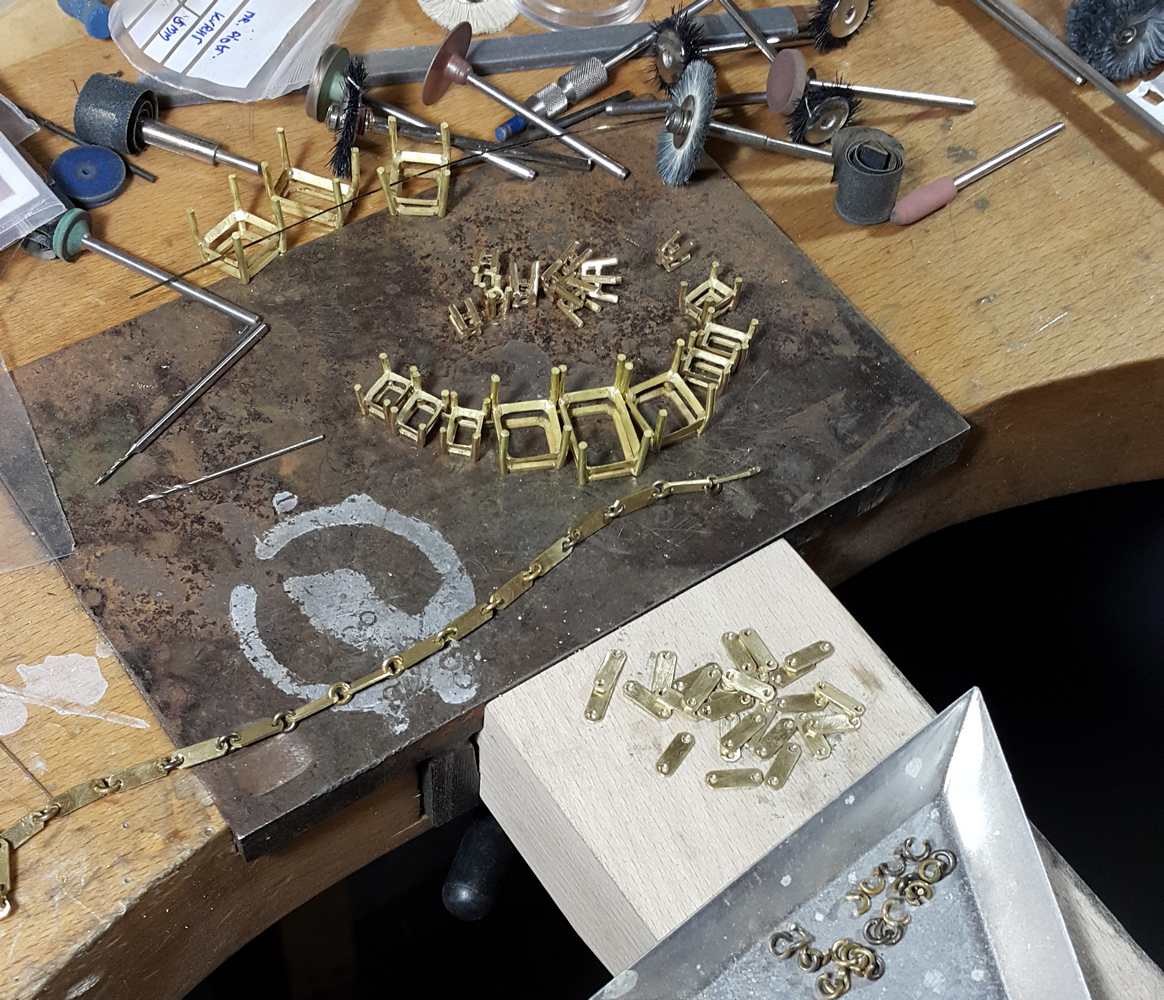 Ametrine necklace assembly.