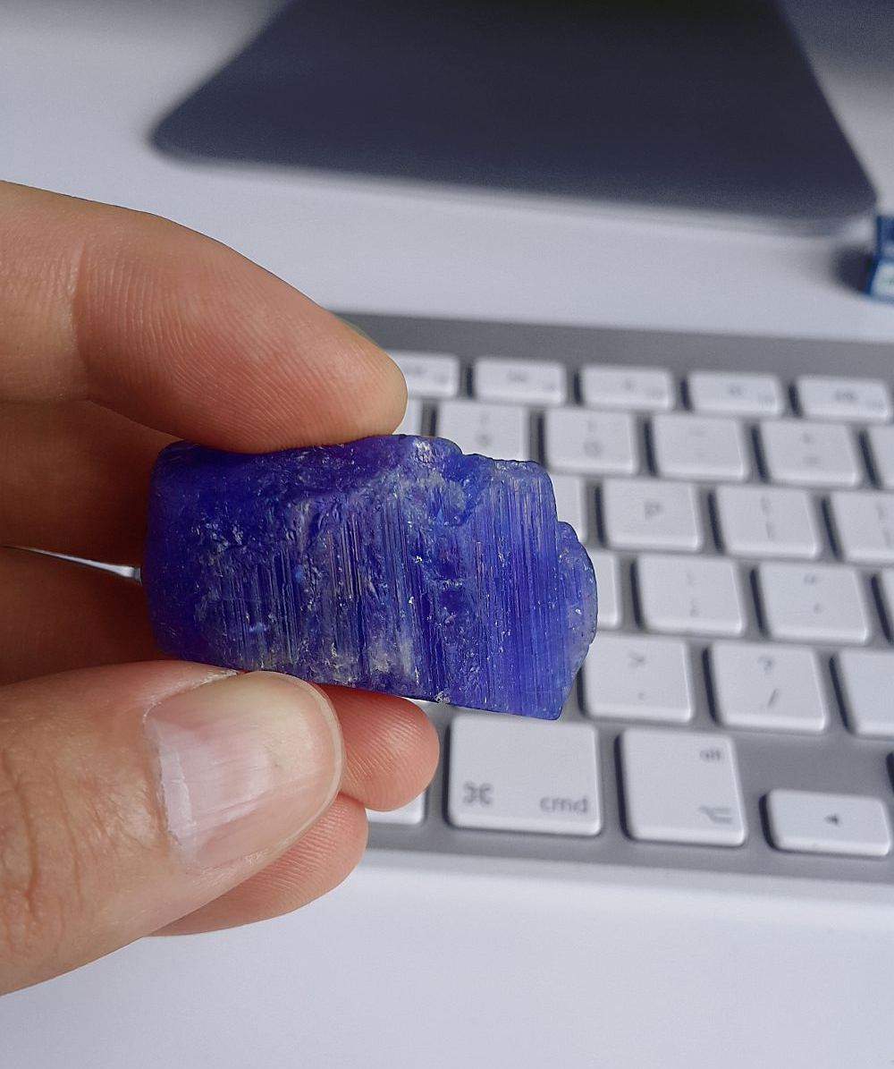 Rough, 160 ct tanzanite crystal.